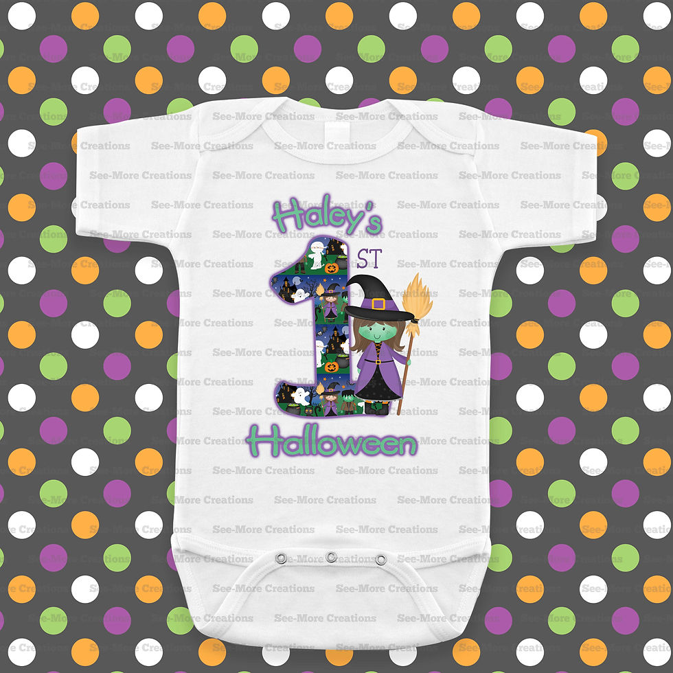 Miniatura: First Halloween #17 Personalized Witch Bib & Jumpers