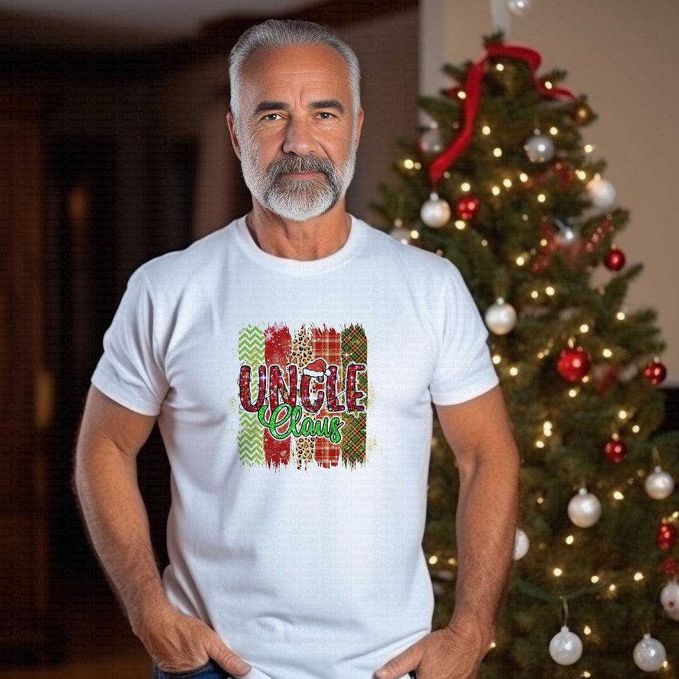 Miniatyrbild: Uncle Claus #4 Glitter Print Men's Christmas Shirt