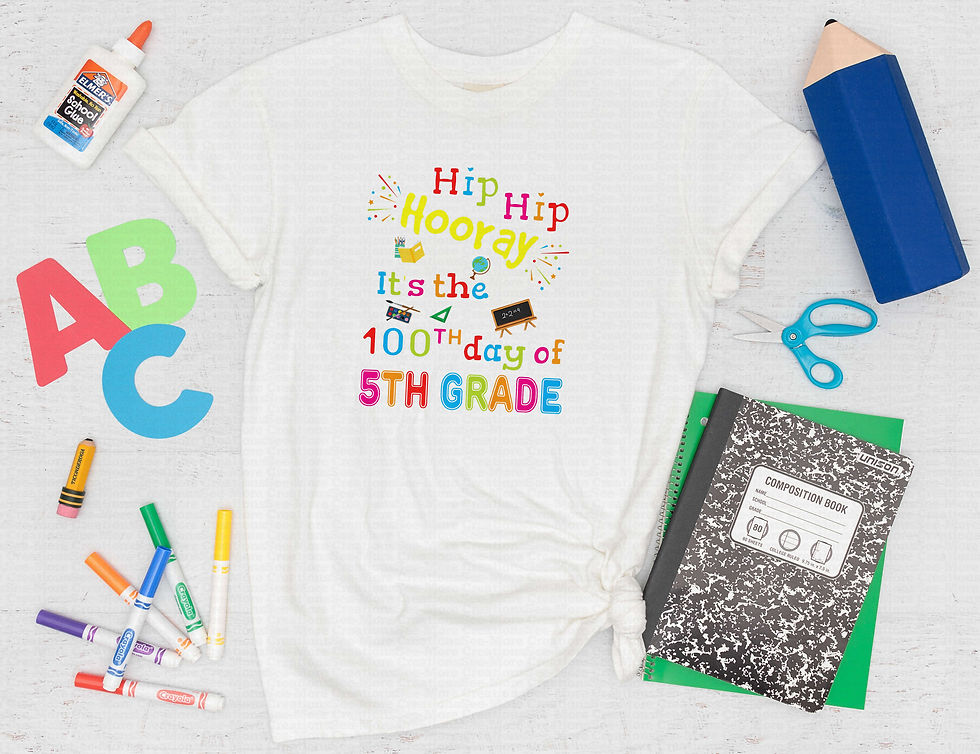 Thumbnail: Hip Hip Hooray It's The 100th Day Of Fifth Grade #1 School Teacher Shirt
