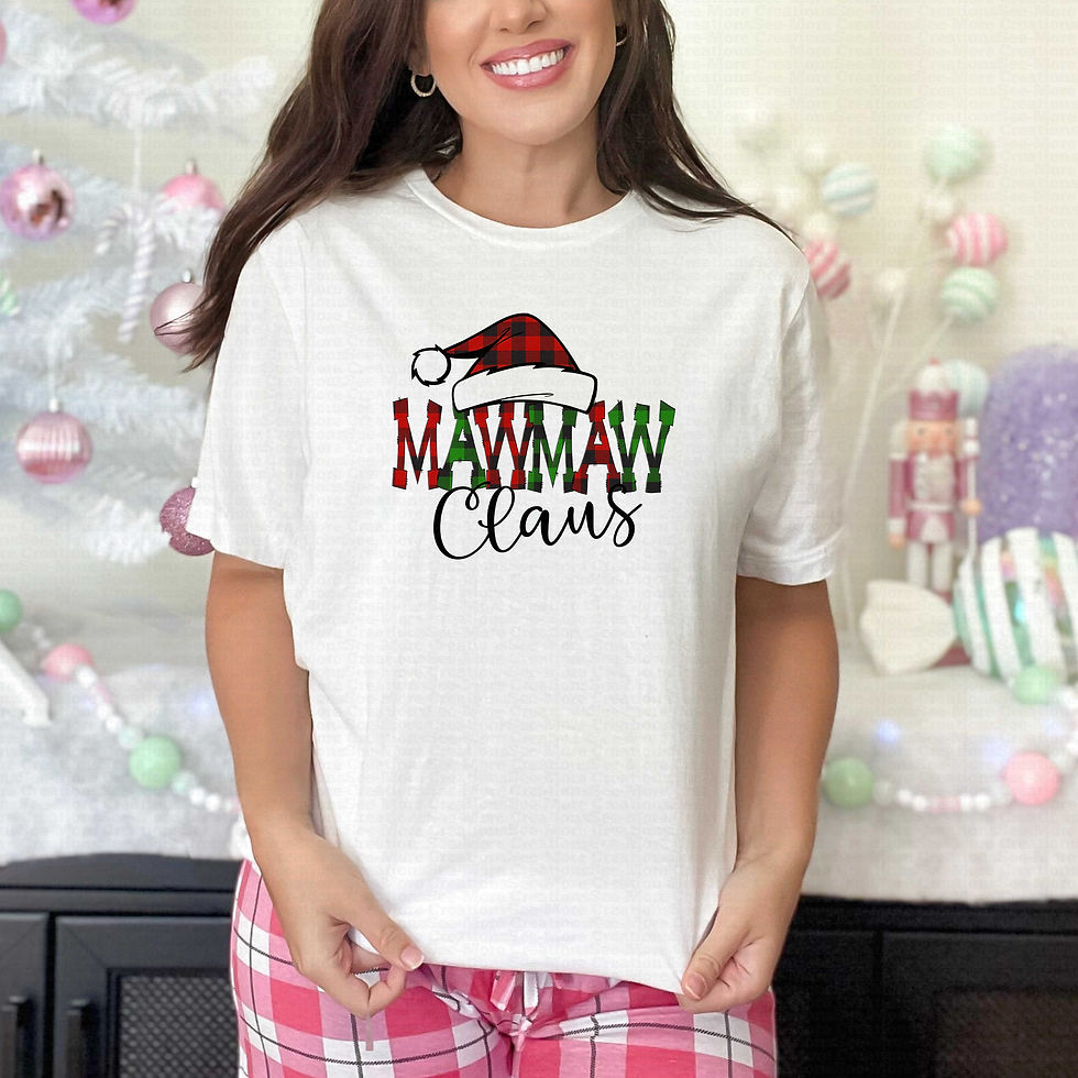 Miniatura: MawMaw Claus #1 Red & Green Buffalo Plaid Women's Christmas Shirt