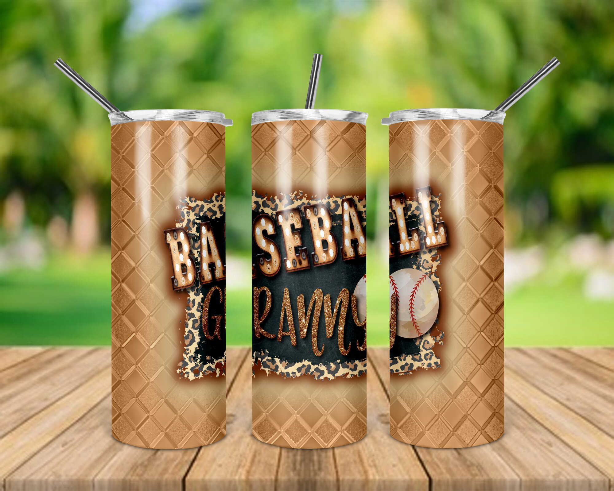 Baseball Granny Gold Quilted 20 oz Skinny Tumbler