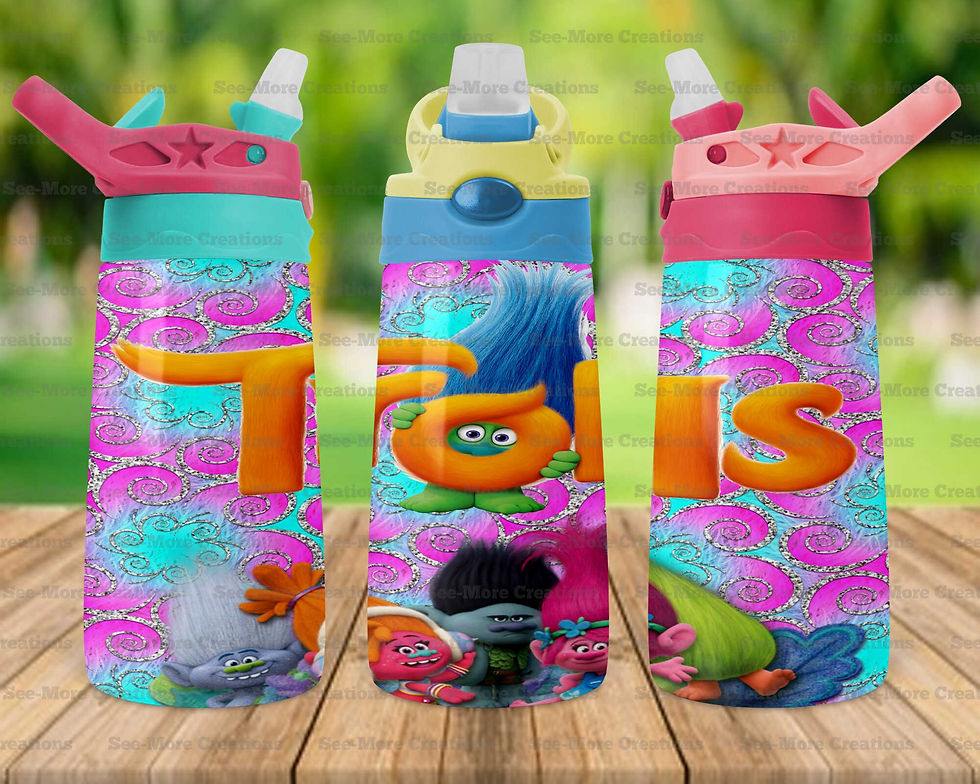 Miniature : Trolls #8 Glitter Print Skinny, Sippy & Kids Tumblers