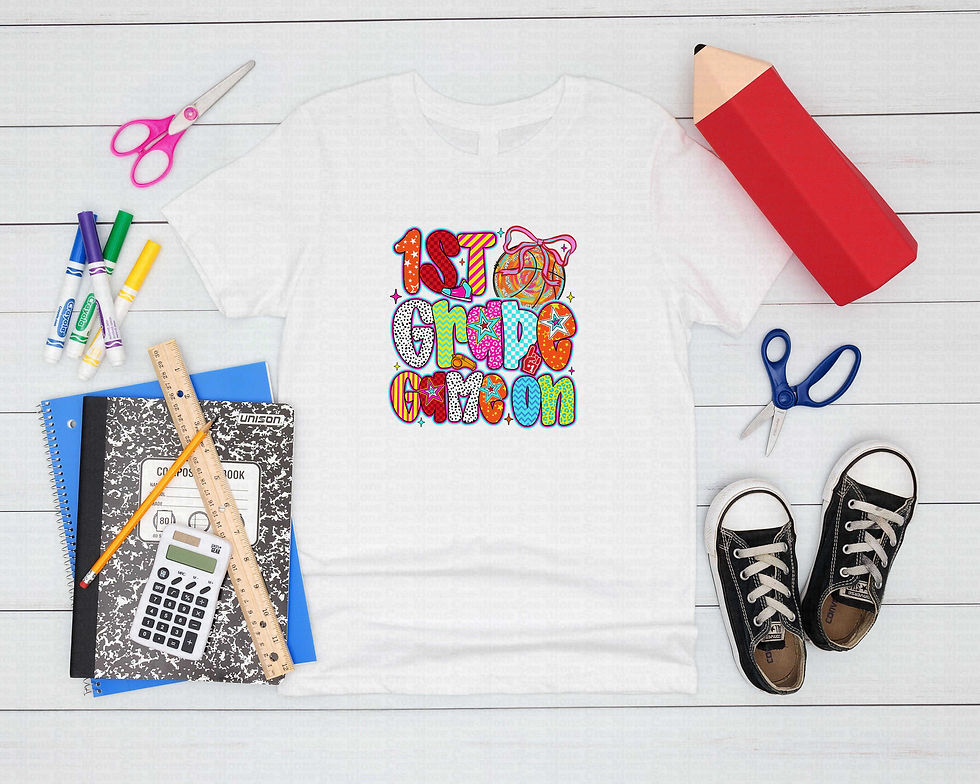 Thumbnail: First Grade Game On #1 Girls Basketball School Shirt