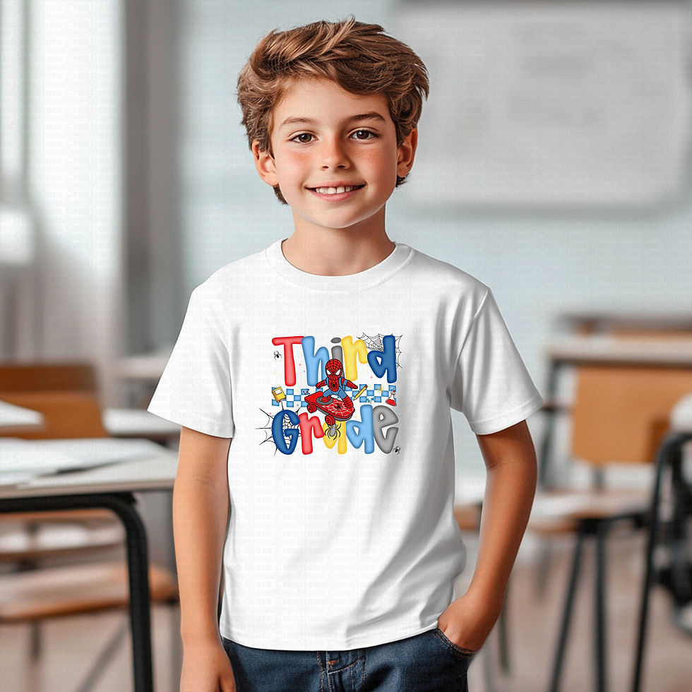 Thumbnail: Third Grade #204 Boys Or Girls Spiderman School Shirt