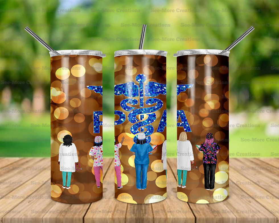 Physician Assistant #2 Glitter Print Caduceus Skinny Tumbler