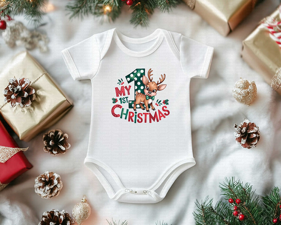 Thumbnail: My First Christmas #19 Boys Or Girls Reindeer Christmas Bodysuit
