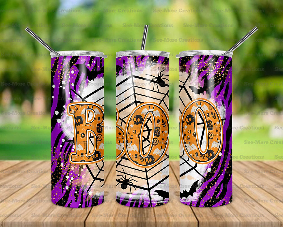Boo #1 Zebra Stripes Glitter Print Skinny & Kids Tumblers