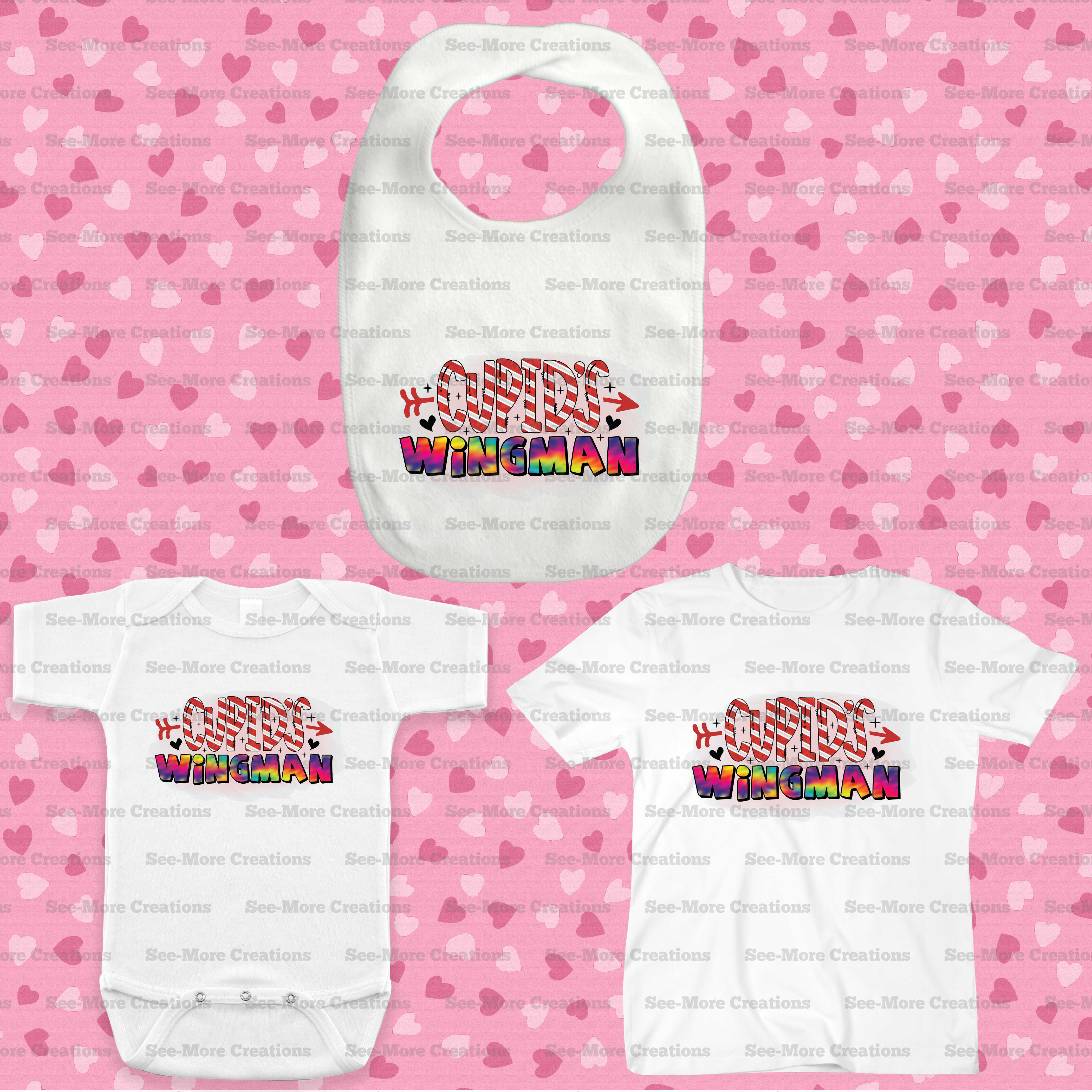 Cupid's Wingman #1 Valentine's Day Bib, Jumper & Shirt