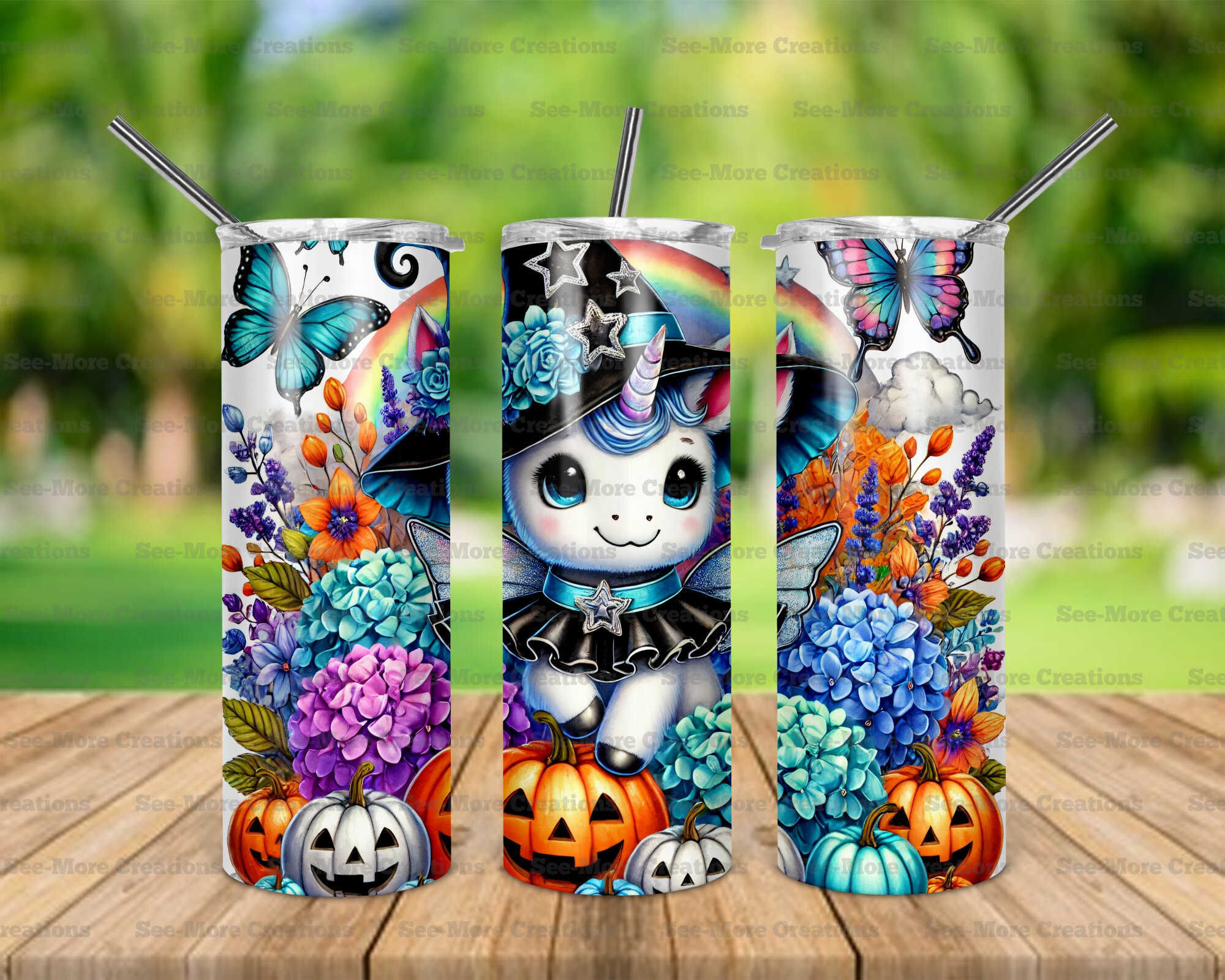 Halloween Unicorn #5 Witch Hat Skinny, Sippy & Kids Tumblers