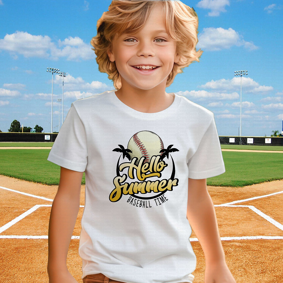 Thumbnail: Hello Summer Baseball Time #1 Boys Or Girls Baseball Shirt