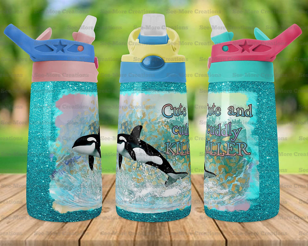 Thumbnail: Cute And Cuddly Killer #2 Glitter Print Skinny, Sippy & Kids Tumbler