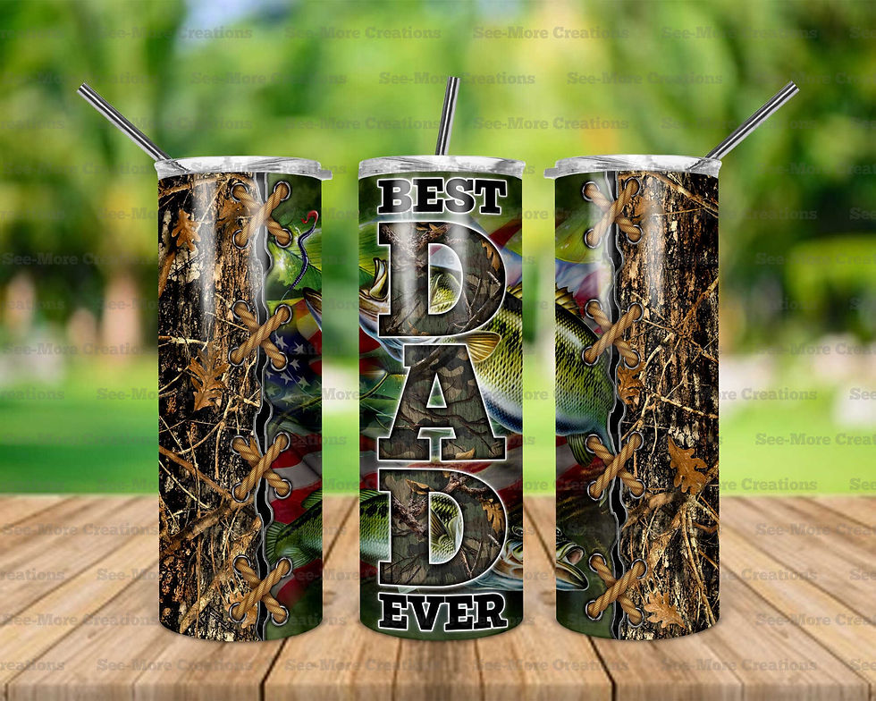 Best Dad Ever #54 Fish American Flag Camo Skinny Tumbler