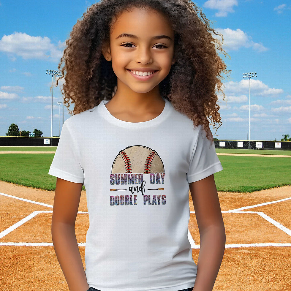 Thumbnail: Summer Days And Double Plays #1 Girls Colorful Leopard Print Baseball Shirt