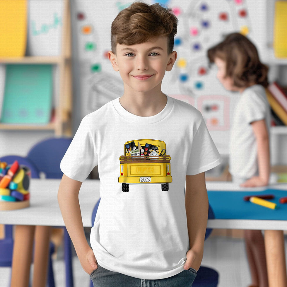 Thumbnail: Fifth Grade Truck #3 Personalize Add Year To License Plate Kids School Shirt