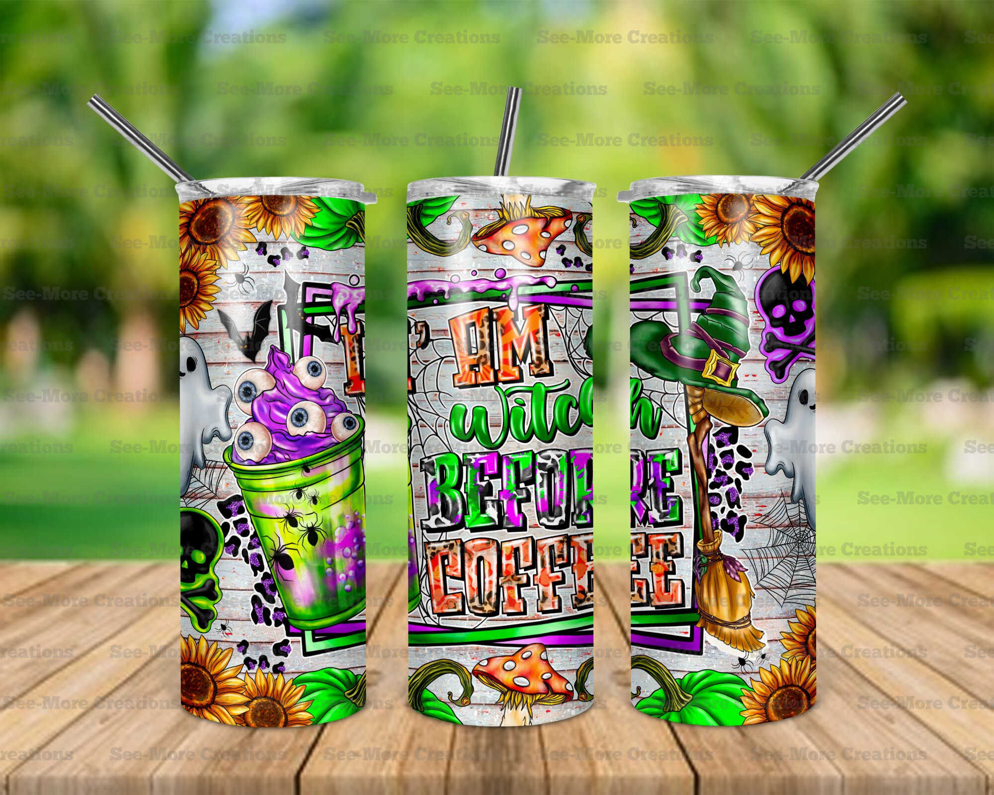 I'Am Witch Before Coffee #1 Skinny Tumbler