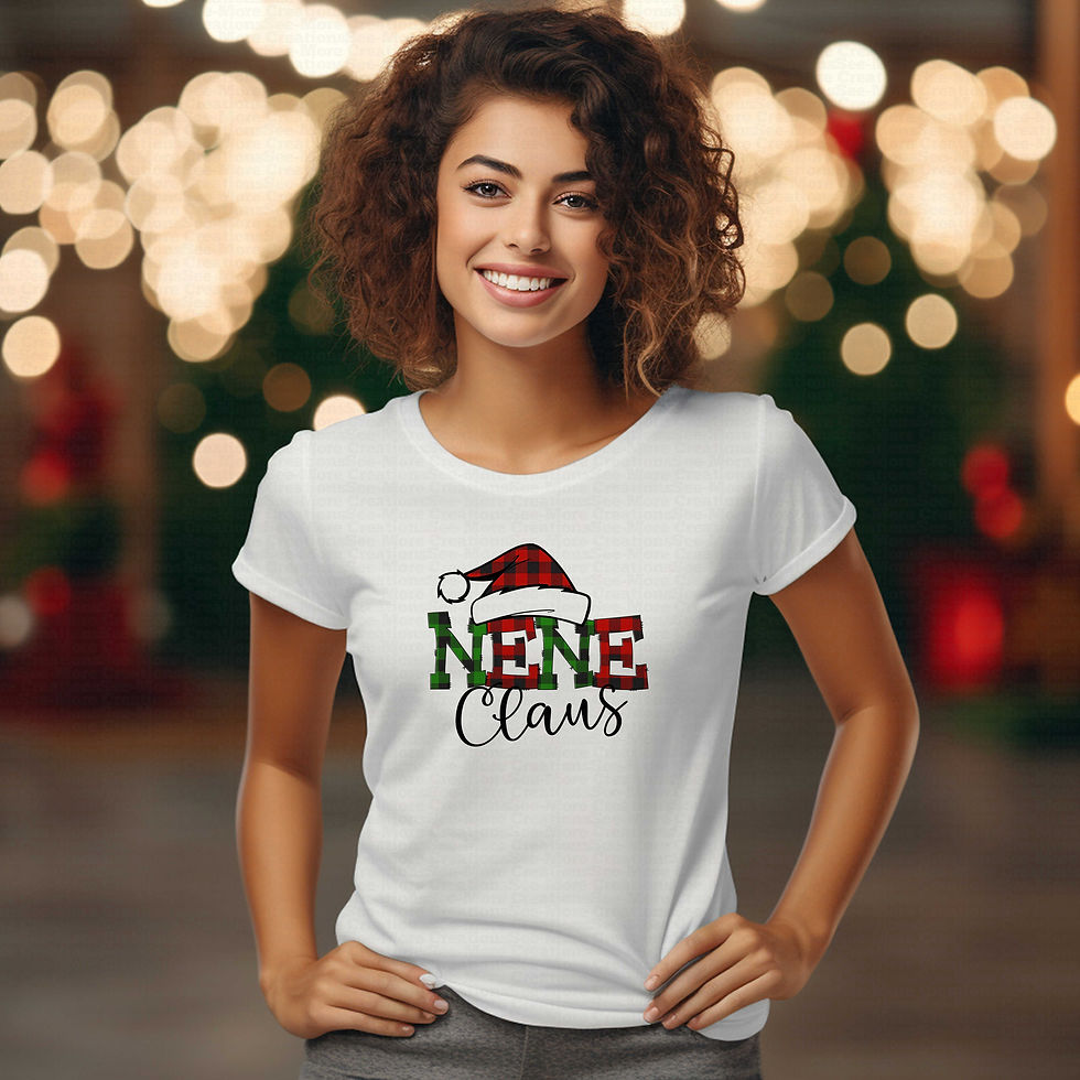 Miniatura: Nene Claus #1 Red & Green Buffalo Plaid Women's Christmas Shirt