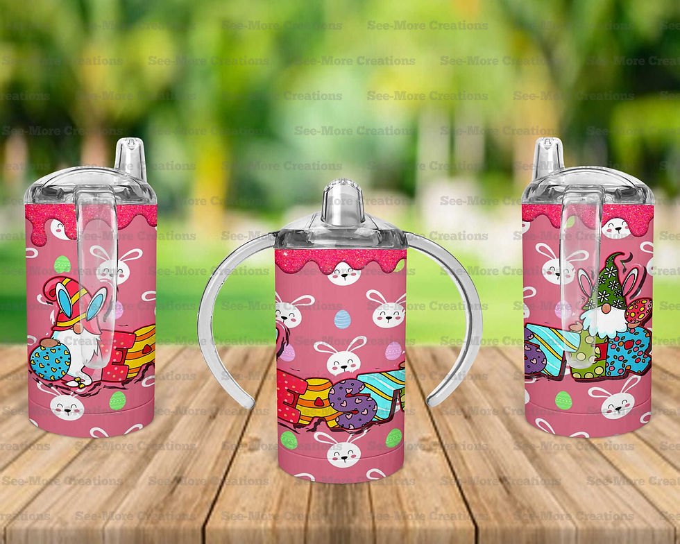 Thumbnail: Easter #3 Colorful Gnomes Glitter Print Skinny, Sippy & Kids Tumblers