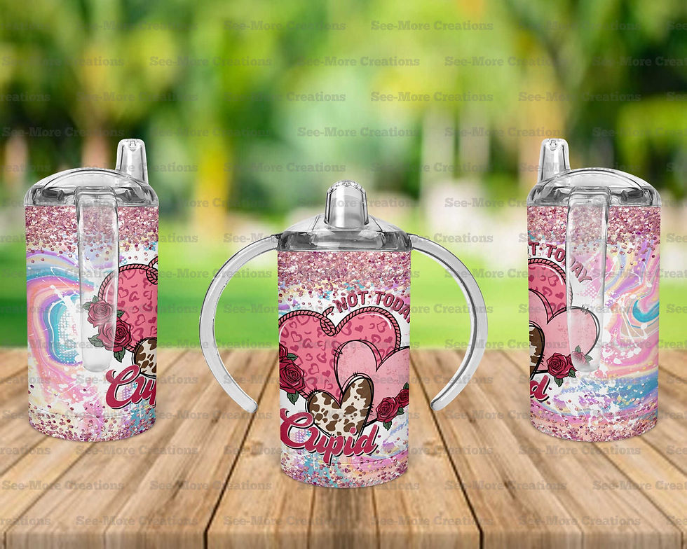 Miniatyrbild: Not Today Cupid #1 Glitter Print Skinny, Sippy & Kids Tumblers