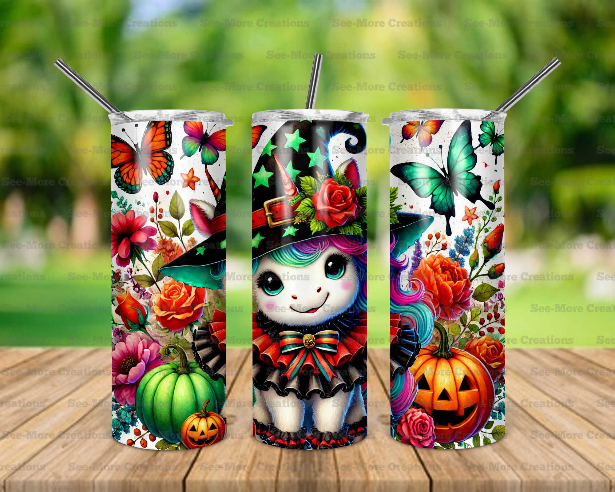 Halloween Unicorn #2 Witch Hat Skinny, Sippy & Kids Tumblers
