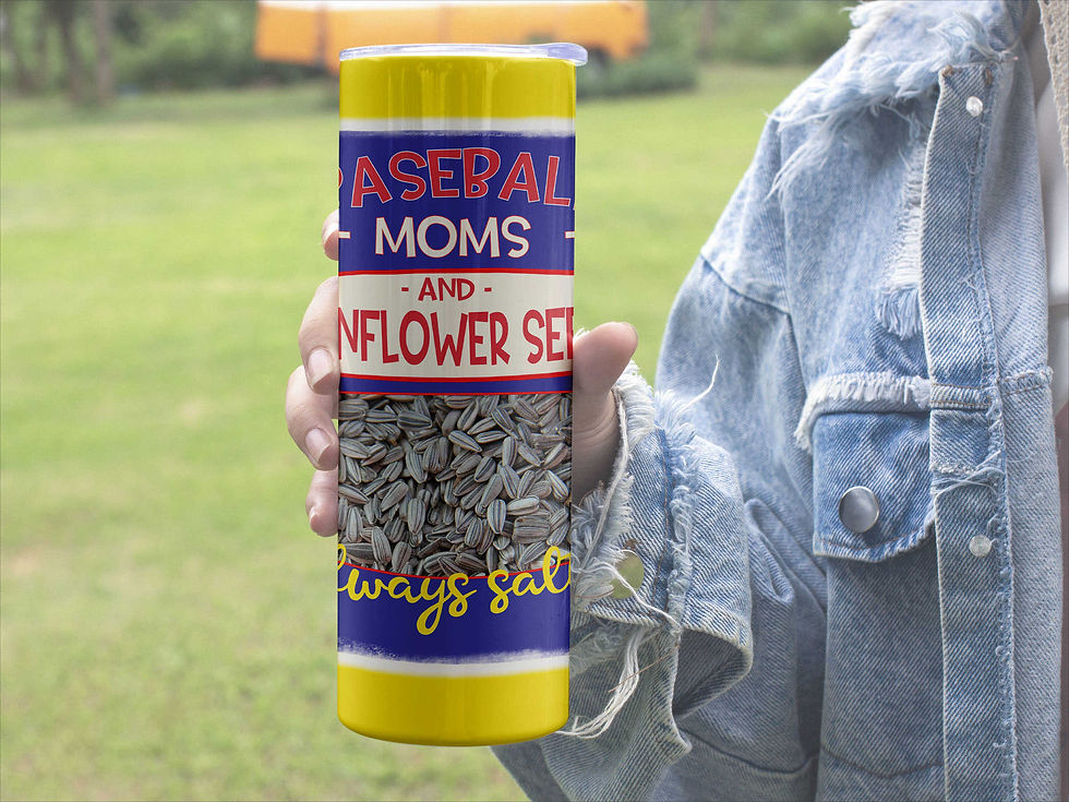 Thumbnail: Person holding Baseball Moms Sunflower Seeds 20 oz Skinny Tumbler