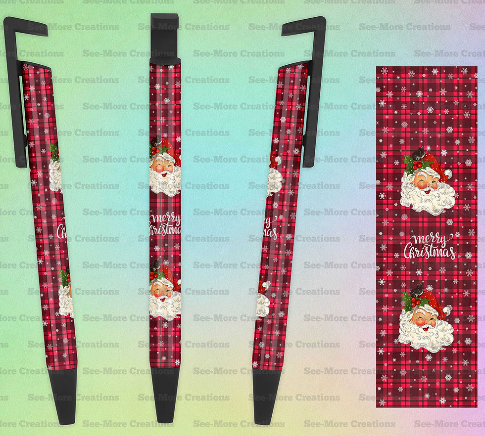 Merry Christmas #13 Santa Snowflakes Buffalo Plaid Pen