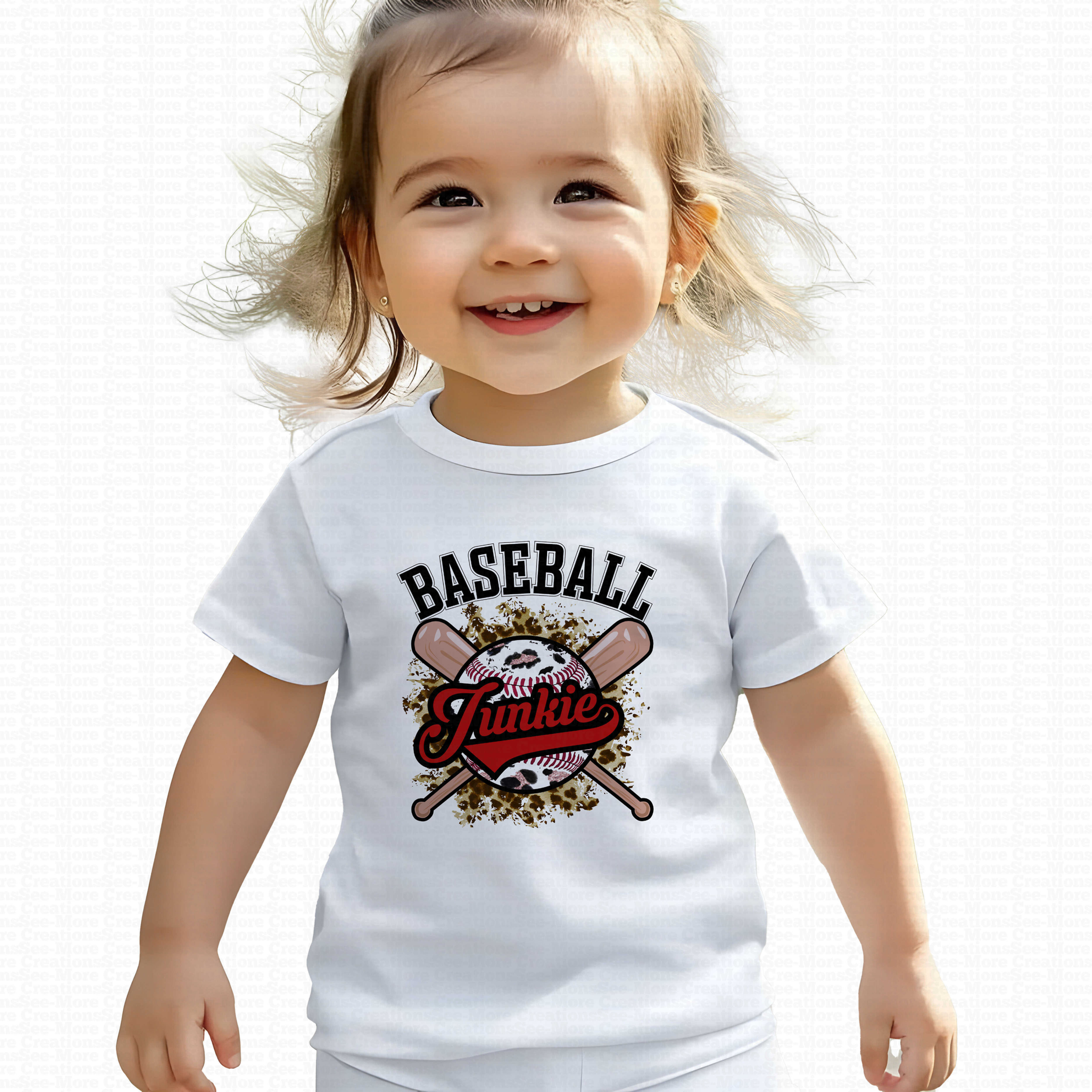 Baseball Junkie #1 Girls Leopard Print Baseball Shirt
