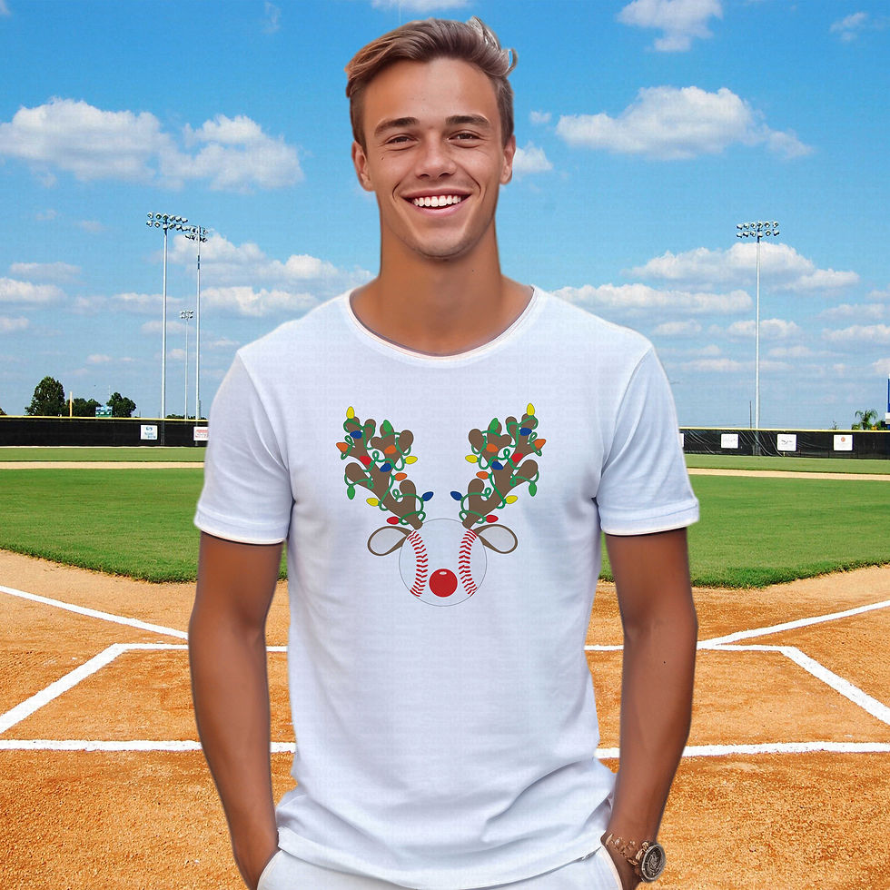 縮圖：Baseball Red Nose Reindeer #2 Men Or Women's Christmas Baseball Bodysuit