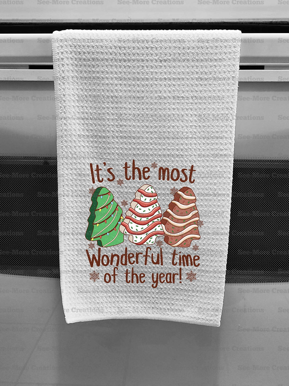 Thumbnail: It's The Most Wonderful Time Of The Year #1 Christmas Tree Cakes Kitchen Towel