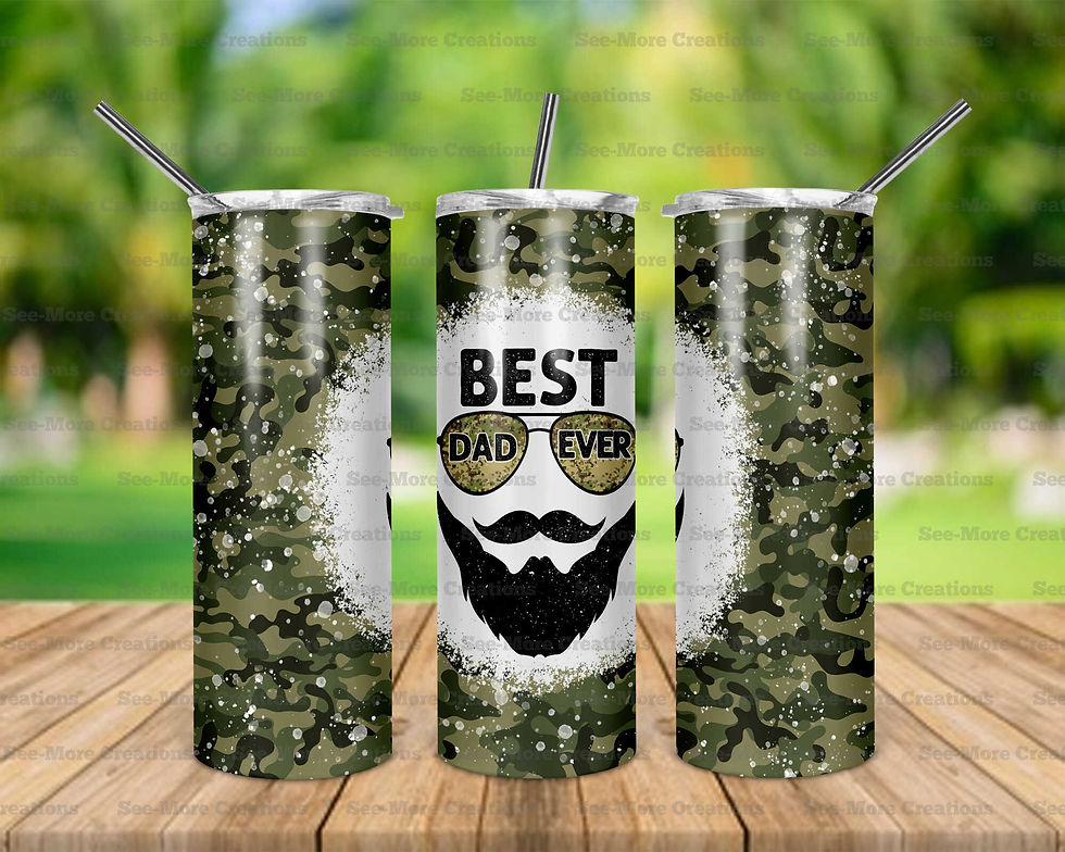 Best Dad Ever #50 Bearded Face Camo Skinny Tumbler