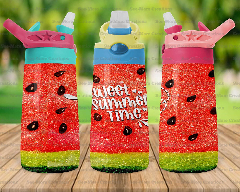 Thumbnail: Sweet Summer Time #4 Watermelon Glitter Print Skinny, Sippy & Kids Tumbler