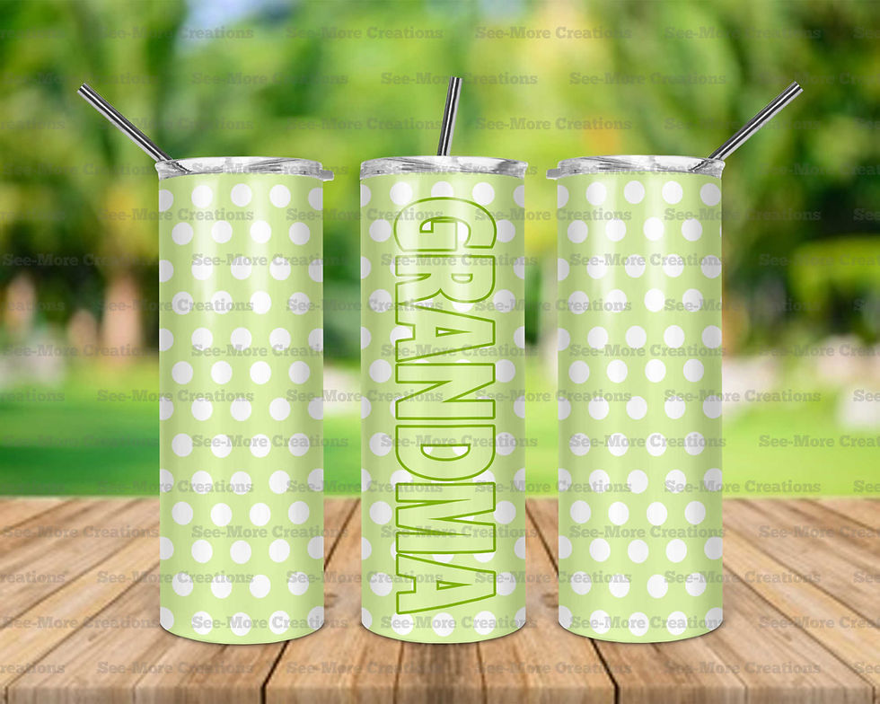 Grandma #12 Green & White Polka Dots Skinny Tumbler