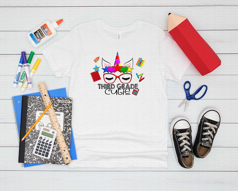 Thumbnail: Third Grade Cutie #1 Girls Unicorn Face School Shirt