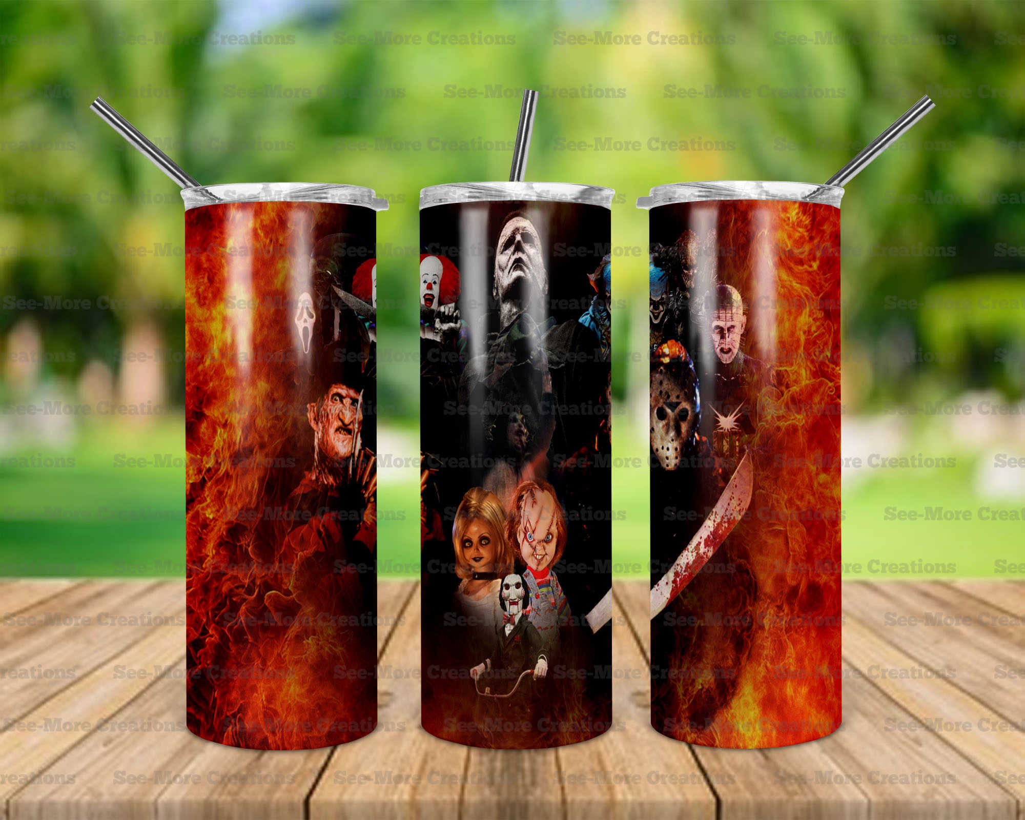 Horror Movie Characters #33 Fire Skinny & Kids Tumblers