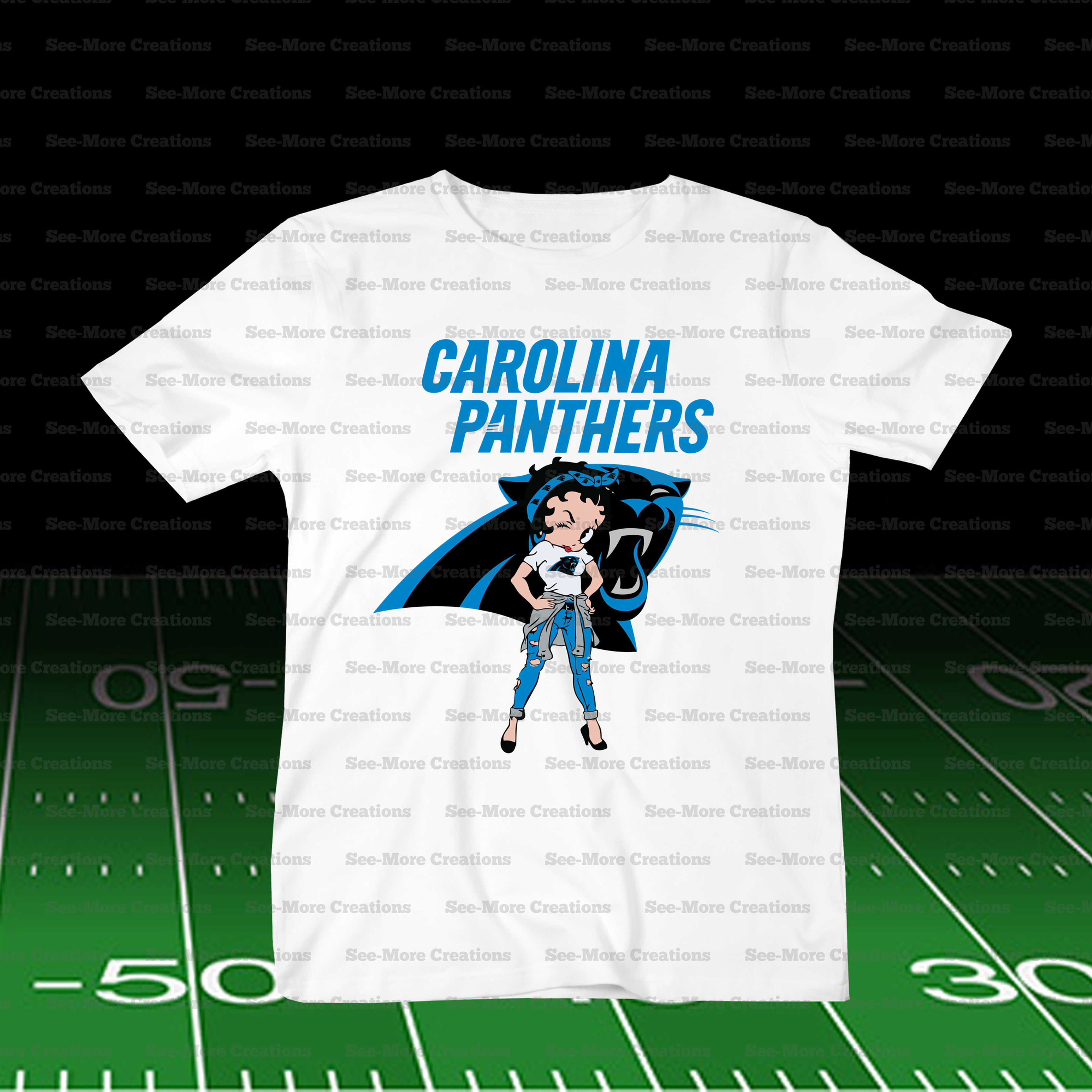 Carolina Panthers Caucasian Betty Boop Football Shirt