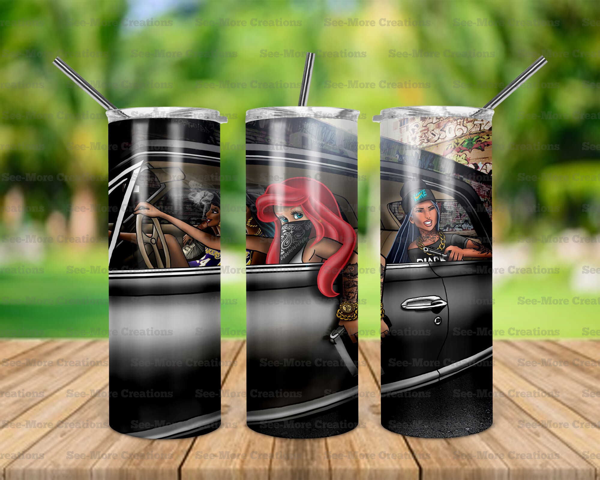 Modern Princesses #13 Ariel, Jasmine & Pocahontas Gangsters Skinny Tumbler