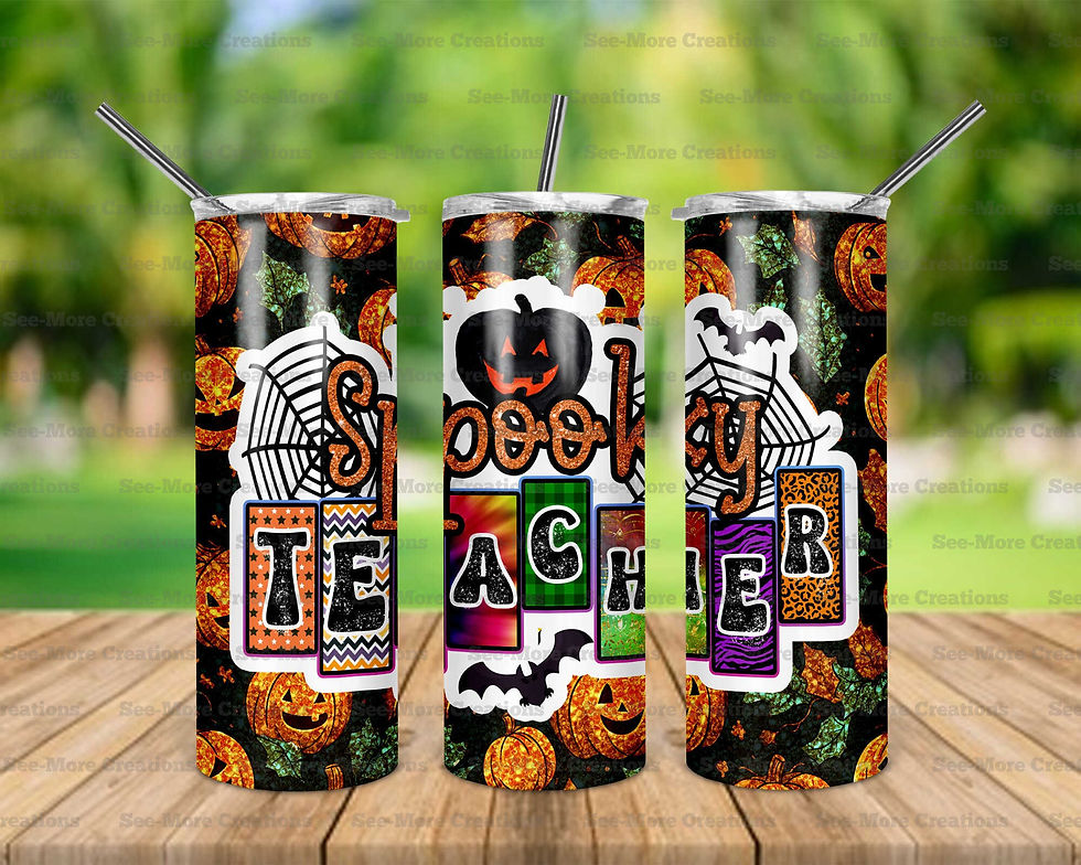 Spooky Teacher #2 Glitter Print Skinny Tumbler