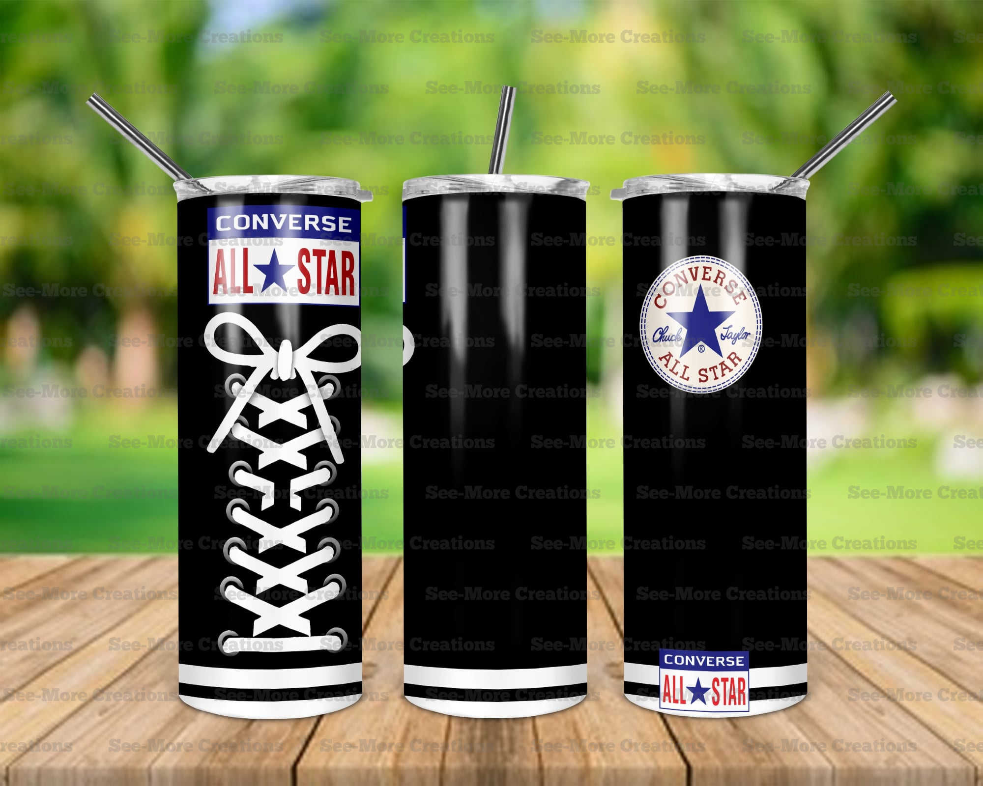 Black Converse #11 All Star Skinny, Sippy & Kids Tumblers