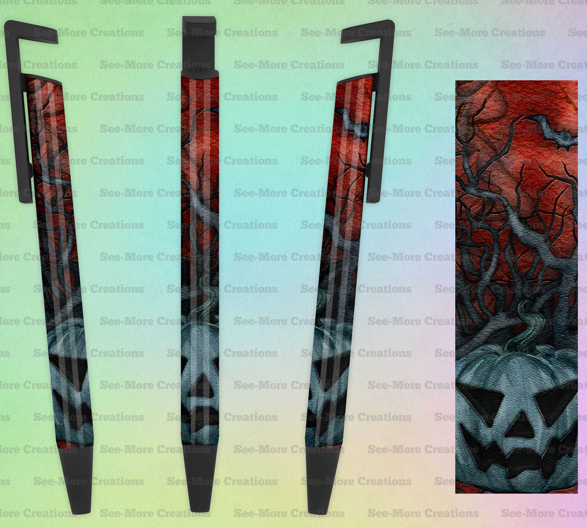 Spooky Tree, Bat, Pumpkin #141 Halloween Pen