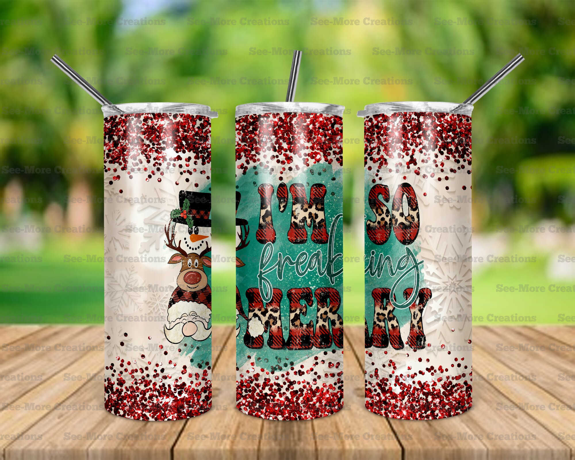 I'm So Freaking Merry #1 Glitter Print Skinny Tumbler