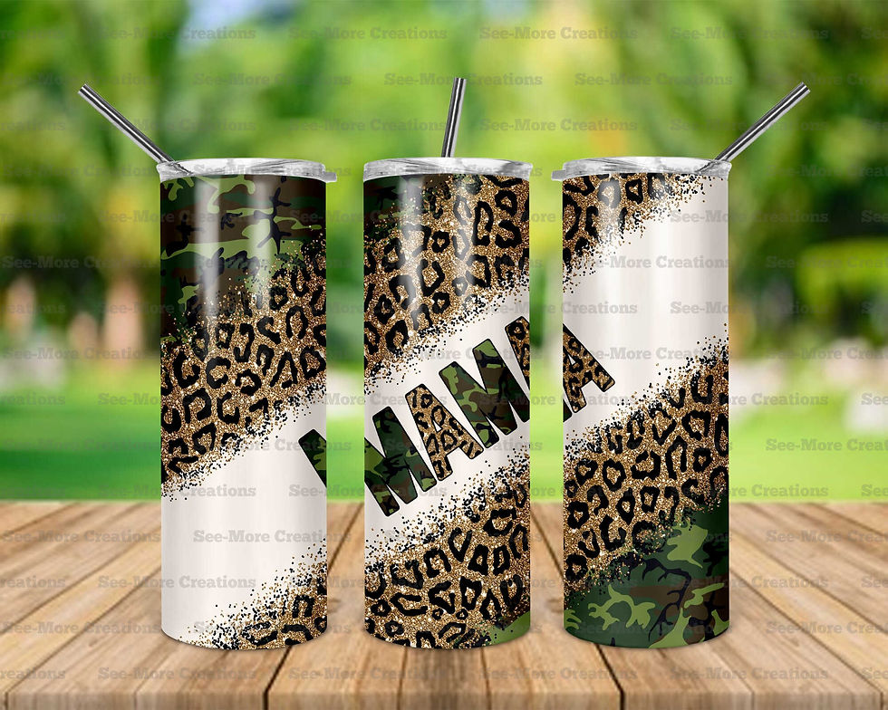 Mama #44 Camo & Glittered Leopard Print Skinny Tumbler