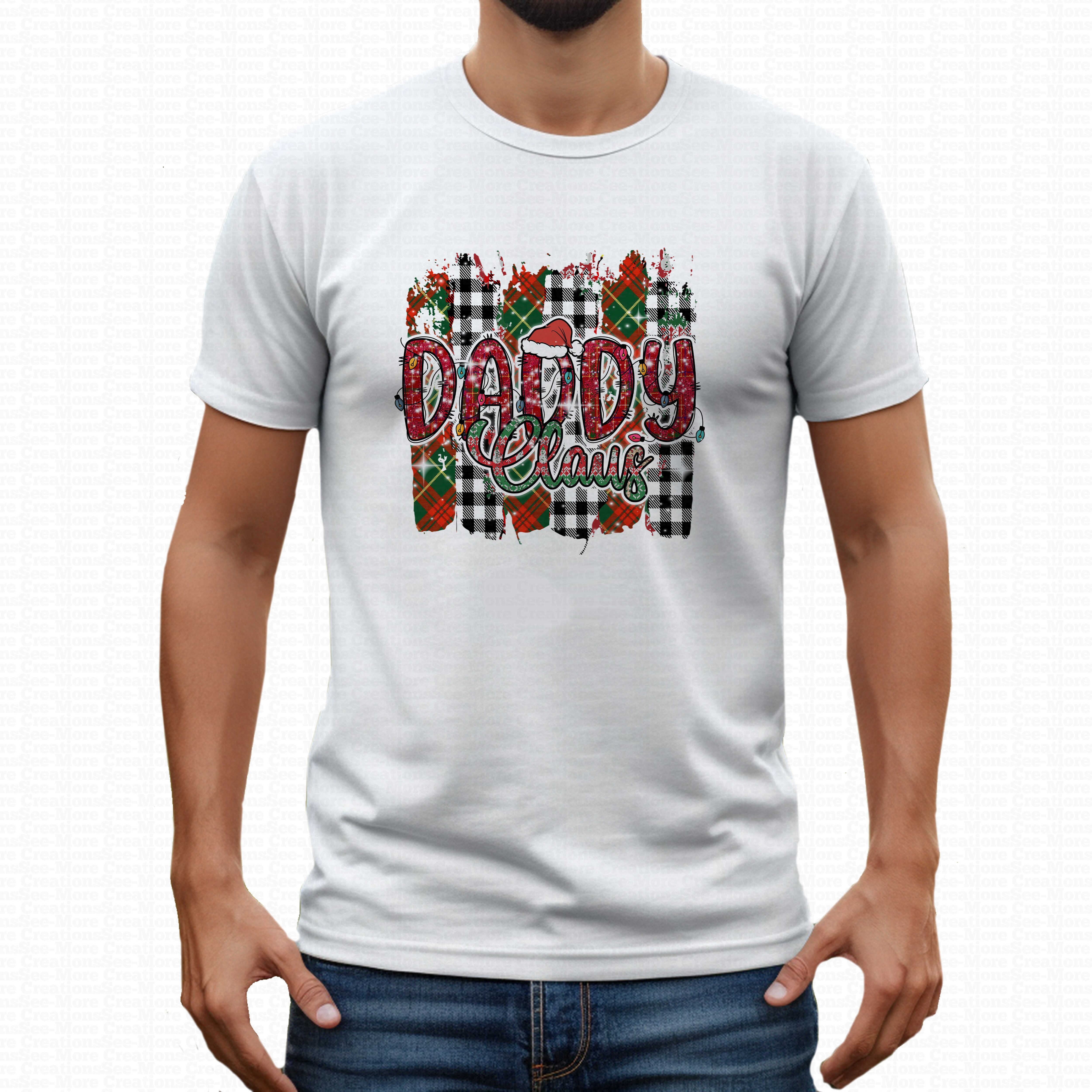 Daddy Claus #9 Glitter Print Men's Christmas Shirt