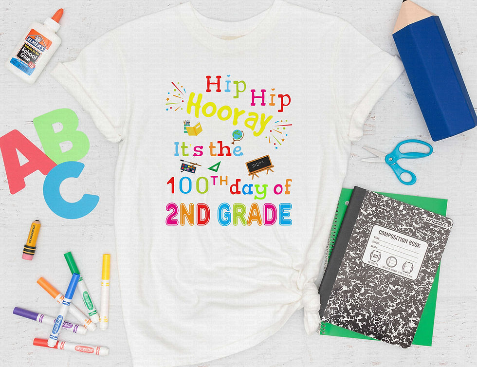 Μικρογραφία: Hip Hip It's The 100th Day Of Second Grade #1 School Teacher Shirt