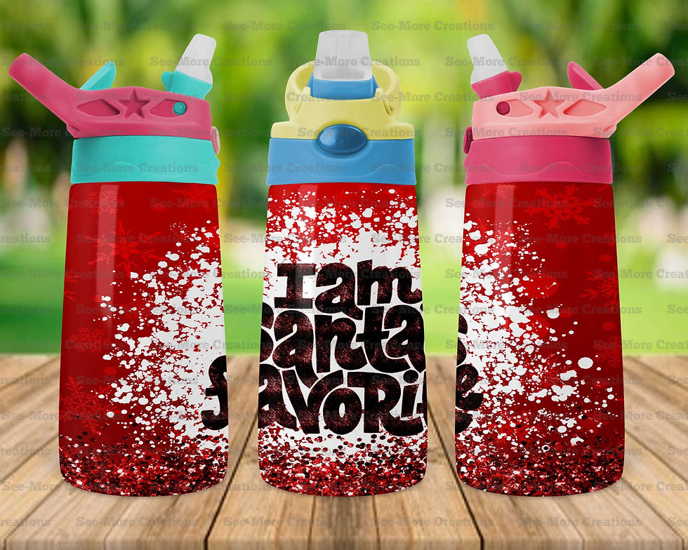 Thumbnail: I Am Santa's Favorite #1 Glitter Print Skinny, Sippy, Kids Tumblers