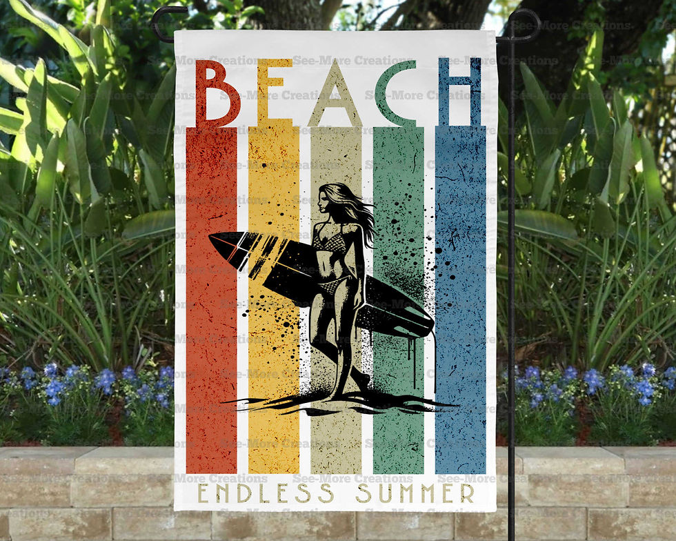 Endless Summer #1 Beach Female Surfer Garden Flag