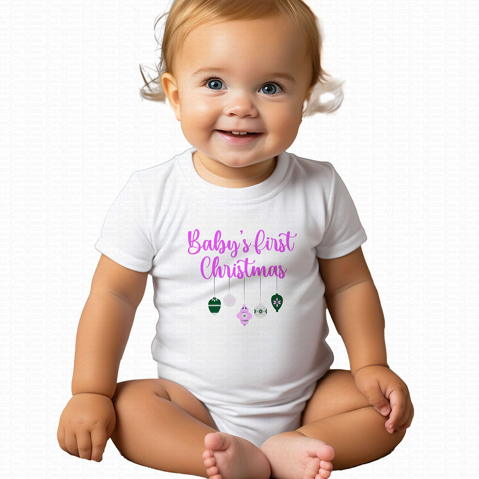 Baby's First Christmas #8 Girls Hanging Ornaments Christmas Bodysuit