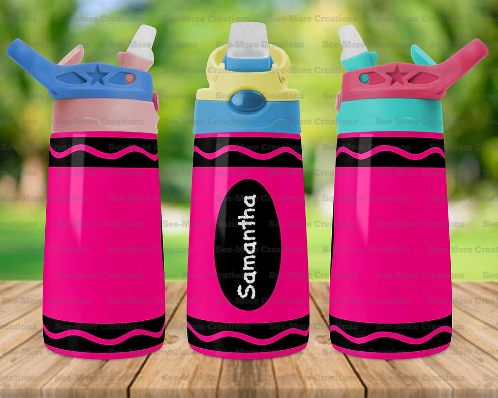 Miniature : Pink Crayon #1 Personalize With Name Skinny, Sippy & Kids Tumbler