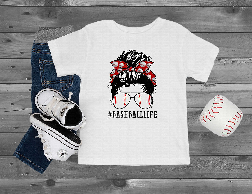 Miniatyrbild: Baseball Life #2 Girls Messy Bun Baseball Shirt