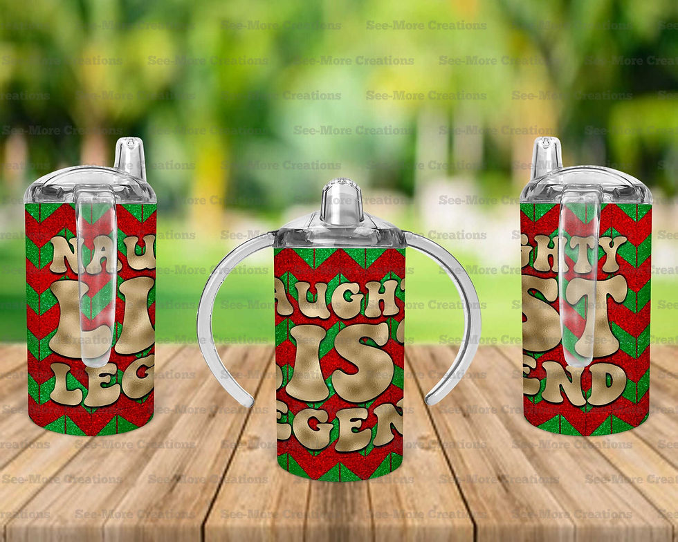 Thumbnail: Naughty List Legend #1 Glitter Print Skinny, Sippy, Kids Tumblers