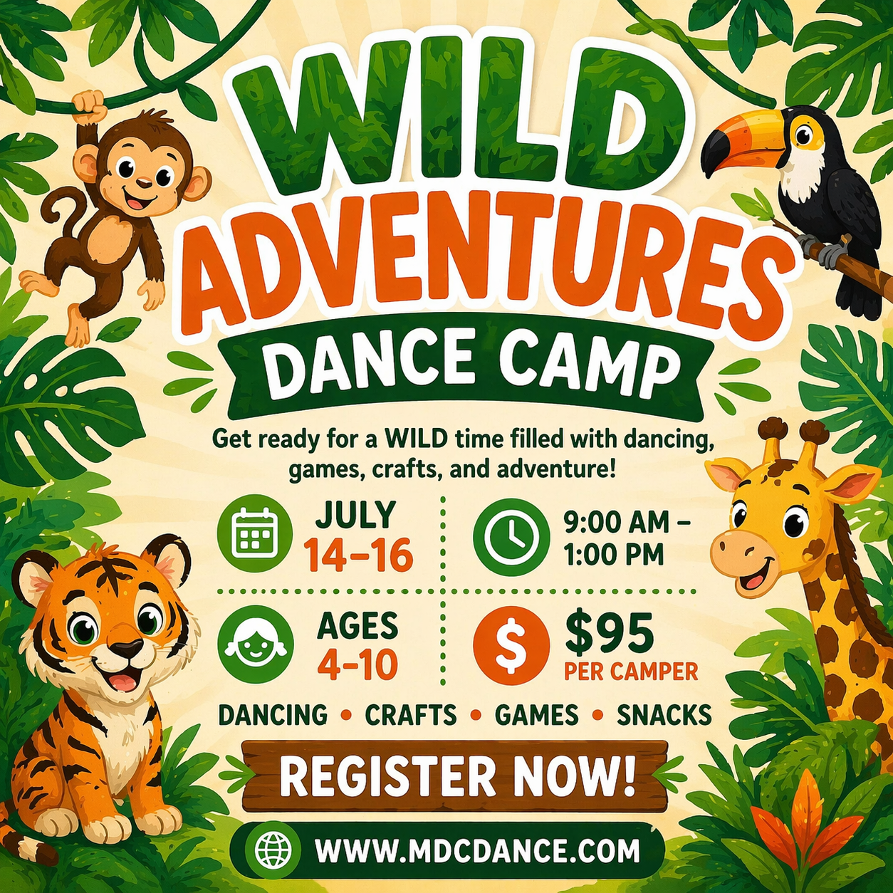 Wild Adventures Dance Camp! July 14-16th