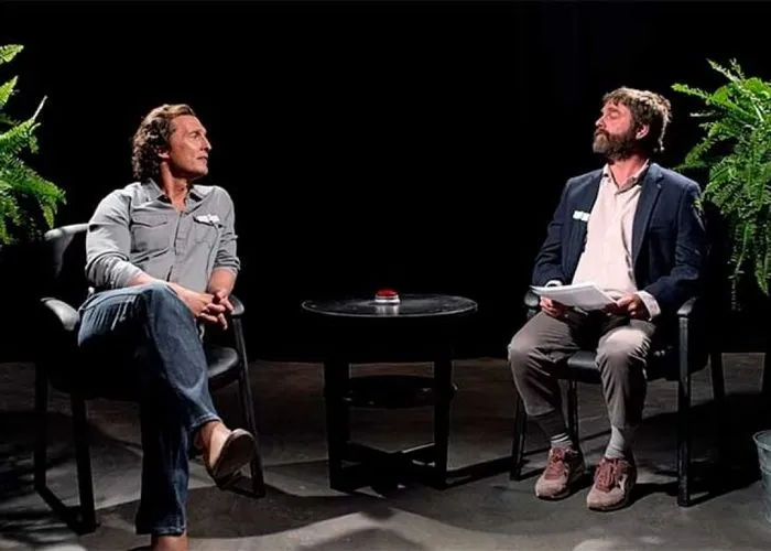 Zach Galifianakis interviewing Matthew McConaughey in Between Two Ferns: The Movie.